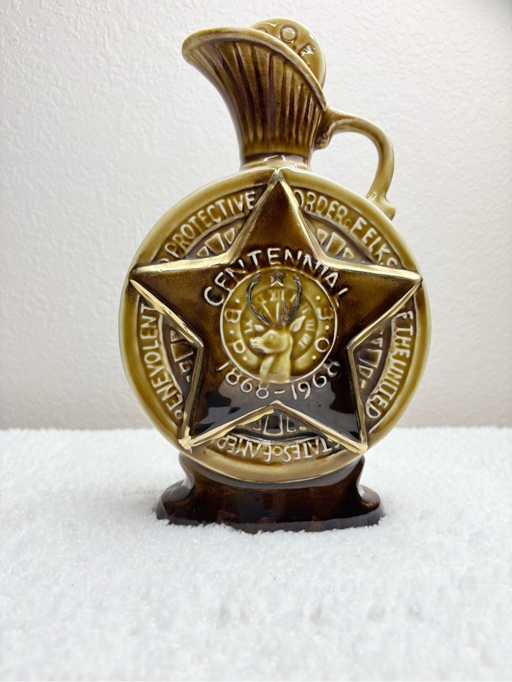 Vintage 1968 Jim Beam B.P.O.E. Elks Centennial Whiskey Decanter (Empty).